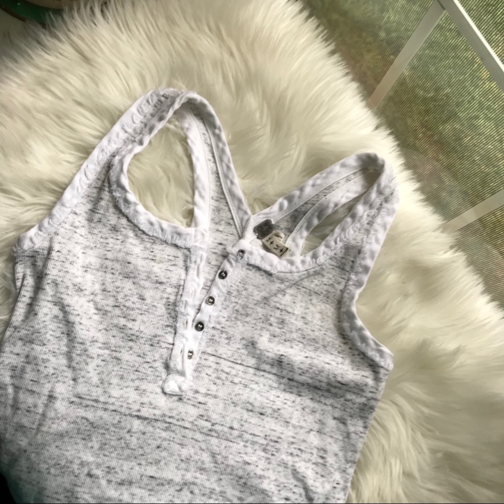 Free People marked raw edge Henley tank
